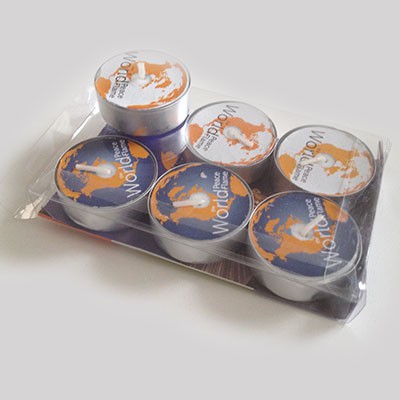 Waxinelichtjes [Wit] van de wereldVredesVlam met logo
